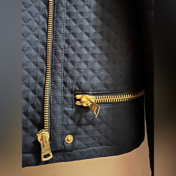 Club Monaco Moto Cropped Quilted Fabric/Leather Jacket/Blazer Sz.2 - Picture 8 of 8